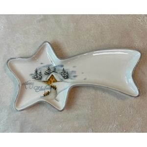 Merry Christmas Shooting Star Tray Ceramiche Fabbro Made in Italy